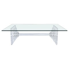 Mid-Century Modern Lucite Coffee Table with Glass Top c1970