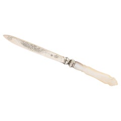 Antique Art Nouveau Period Sterling Silver and Mother-of-Pearl Letter Opener/Paper Knife