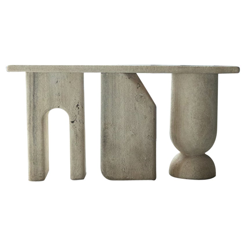 For Sale: Beige (STRIPED TRAVERTINE FIORITO MARBLE) Lätt 1.0 Contemporary Marble Console by RDLC