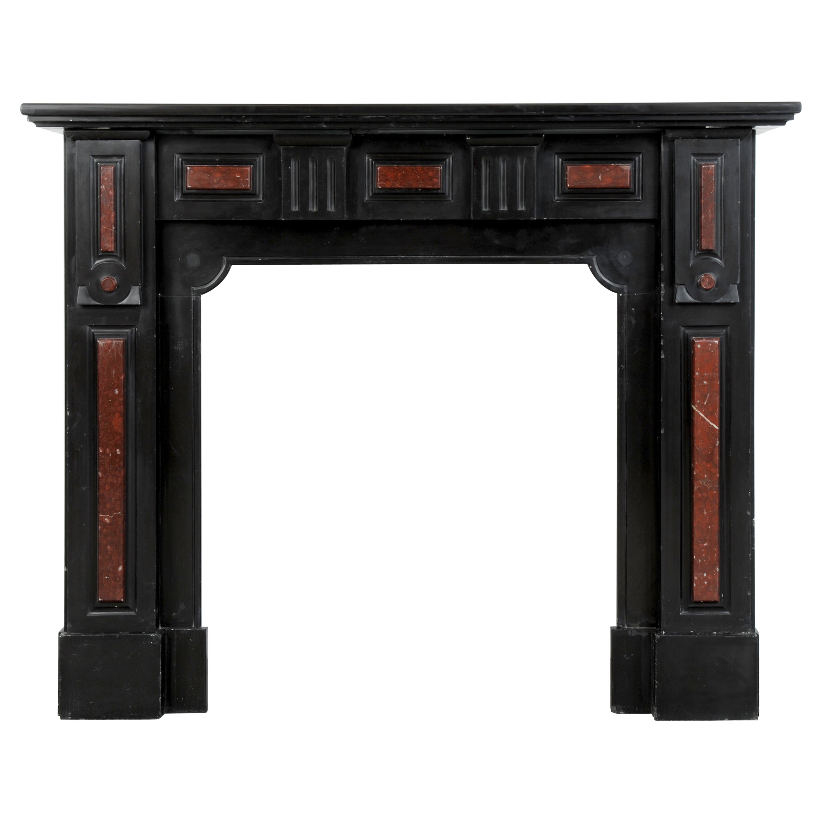 Antique Black and Red Marble Fireplace For Sale