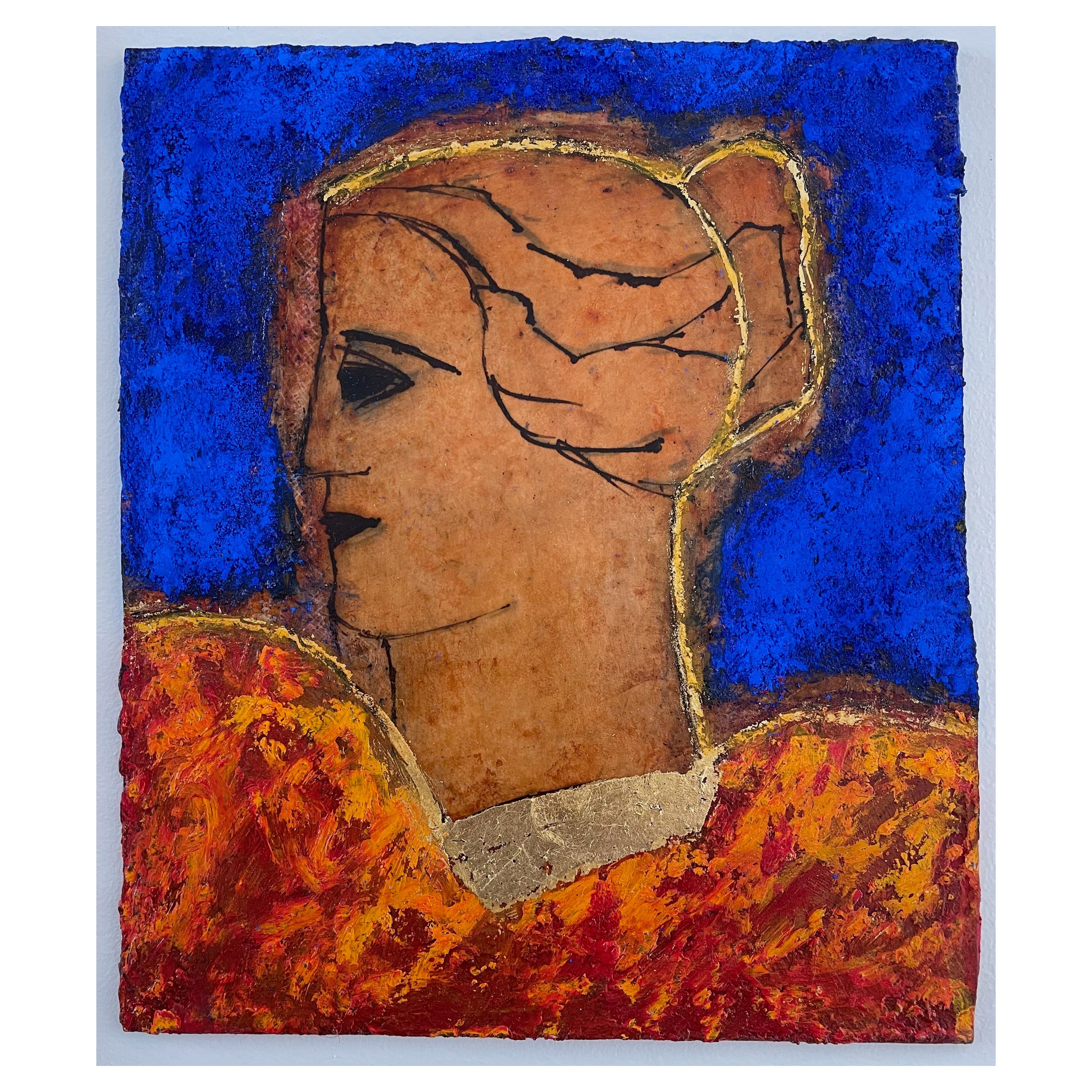 Classical Head, Contemporary Mixed Media Figurative Painting
