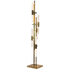 Mikado Floor Lamp in Satin Brass and Crystal Diffusers