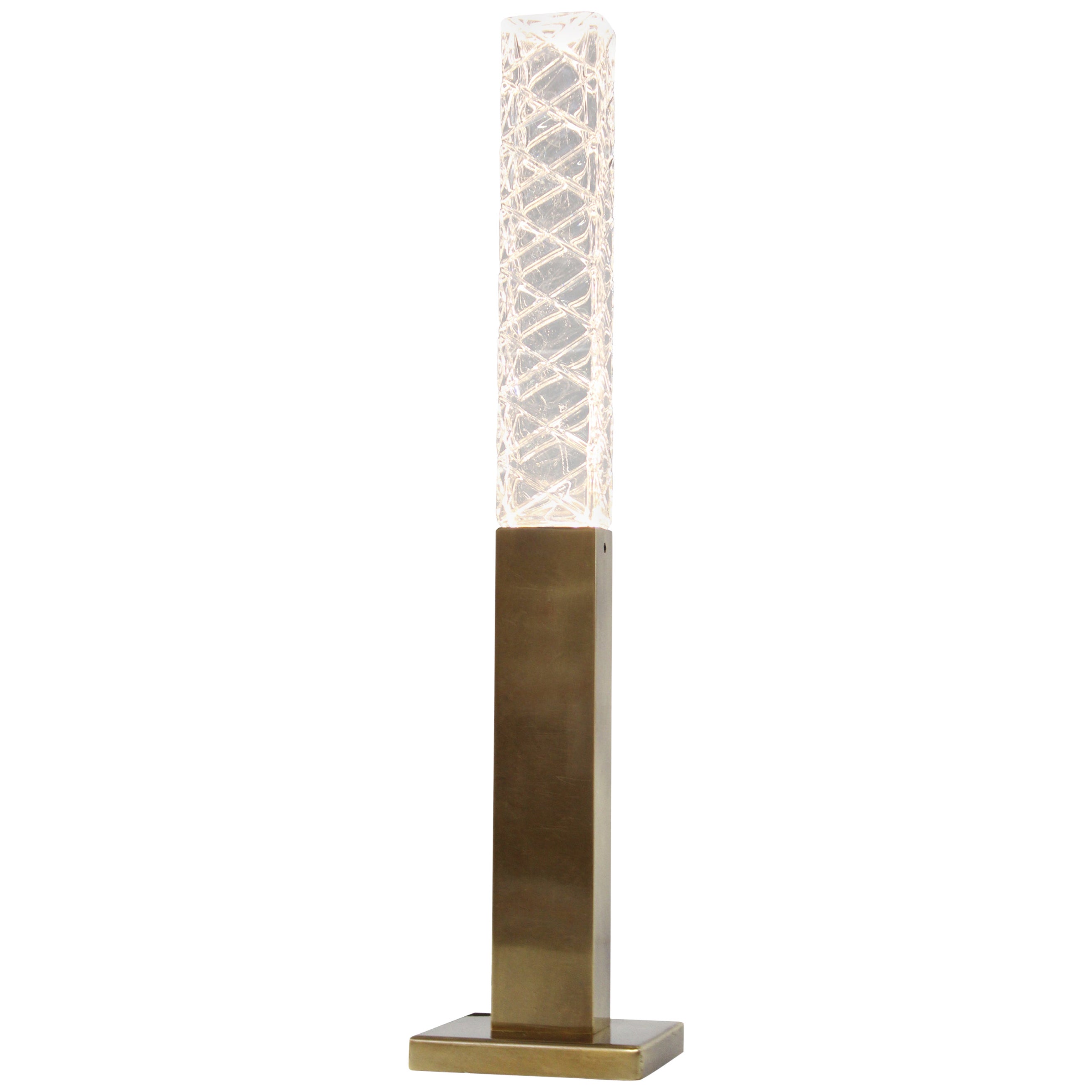 Mikado Solo Table Lamp in Satin Brass and Crystal Diffusers For Sale