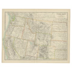 Antique Map of the United States 'North West' by Johnston, '1909'