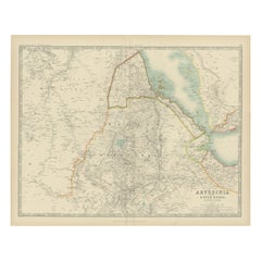 Antike antike Karte von Abyssinia mit oberer Nubia von Johnston, '1909'