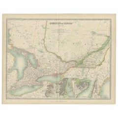 Antique Map of Canada by Johnston '1909'