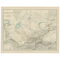 Antique Map of Central Asia by Johnston '1909'