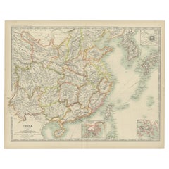 Antique Map of India 'Northern' by Johnston '1909' For Sale at 1stDibs