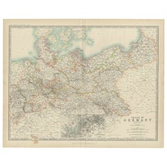 Antike Karte des deutschen Kaiserreichs von Johnston, '1909'