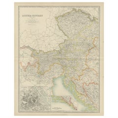 Antique Map of Austria- Hungary by Johnston '1909'