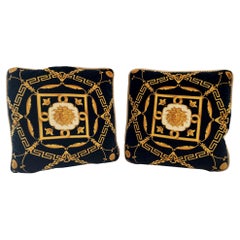 Retro Pair of High-Quality Black Throw Pillows by Gianni Versace, Italy 1980s-1990s