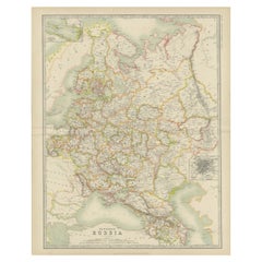 Antique Map of Russia in Europe by Johnston (1909)