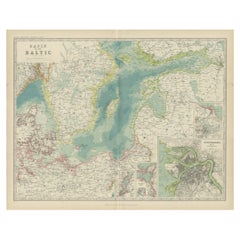 Antique Map of the Baltic Sea by Johnston, '1909'