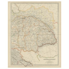 Antike Karte von Österreich-Ungarn von Johnston, „1909“