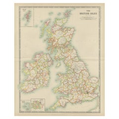 Antique Map of the British Isles by Johnston '1909'