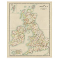 Antique Map of the British Isles by Johnston '1909'