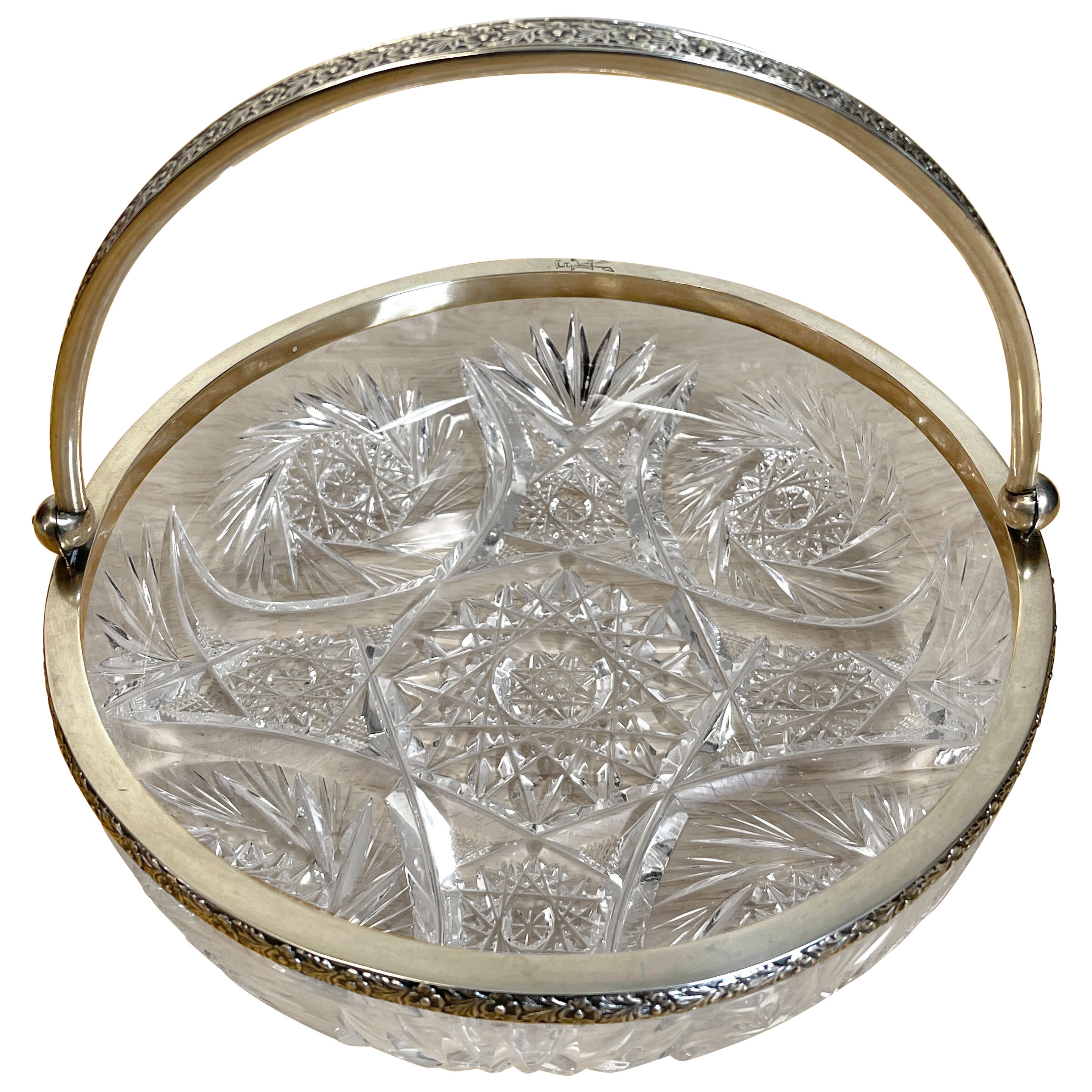 American Brilliant Cut Glass "Russian" Pattern Strawberry Bowl at