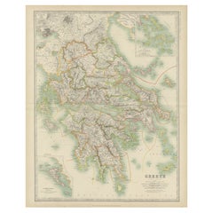 Antique Map of Greece by Johnston '1909'