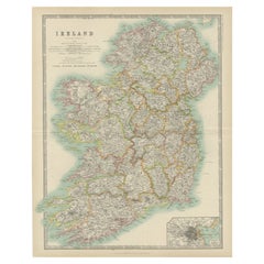 Antique Map of Ireland by Johnston '1909'