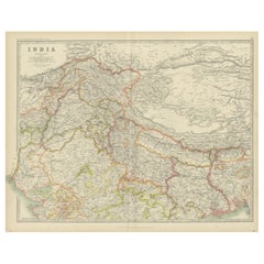 Antique Map of India 'Northern' by Johnston '1909'