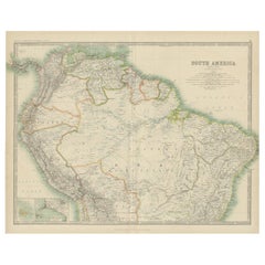 Exploration du Nord de l'Amérique du Sud : carte ancienne du Royal Atlas de 1909