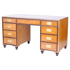 Campaign Style Leather Top Desk