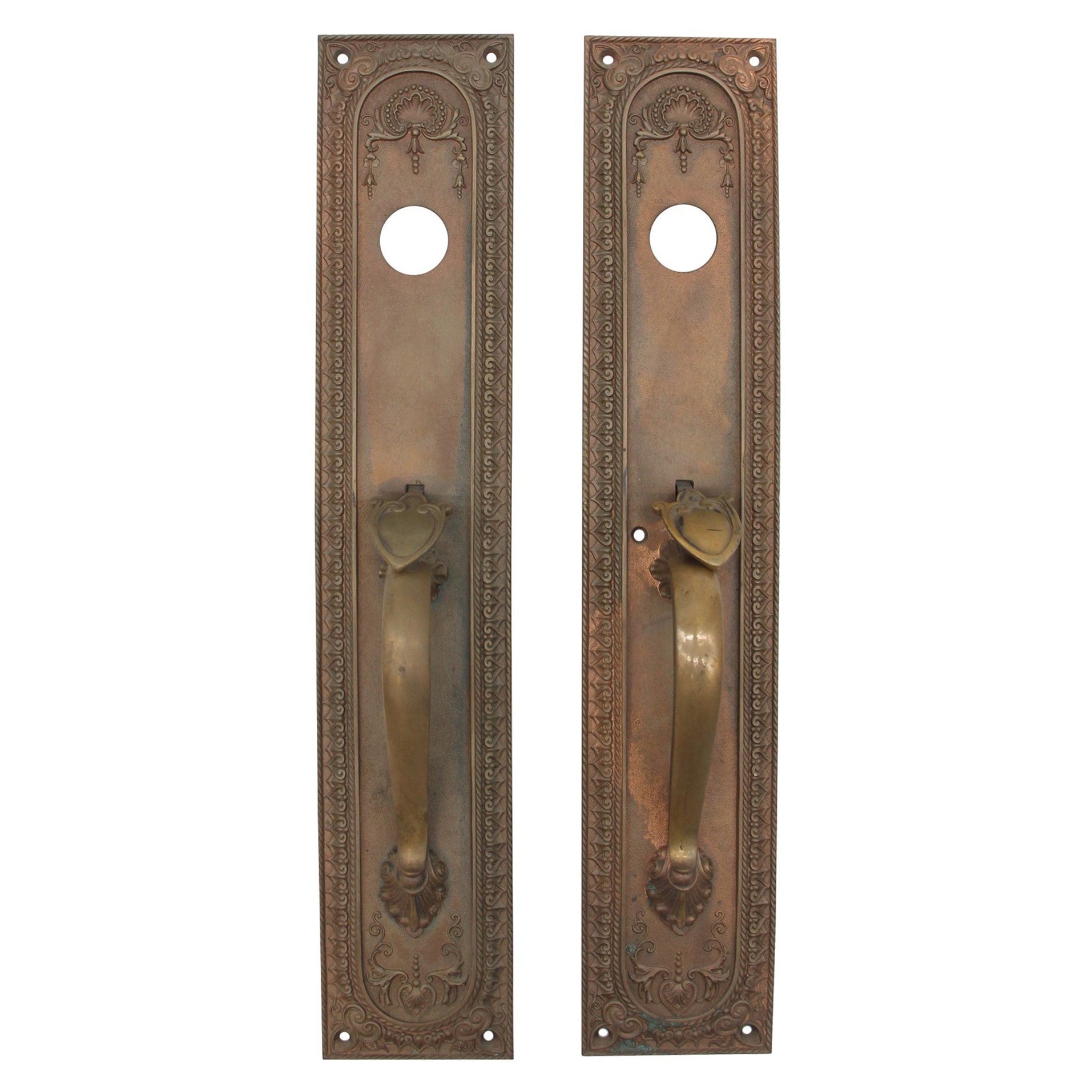 Neoklassische Kupfer gewaschene Bronze Eingang Tür zieht, 18 in, lange antike Griffe