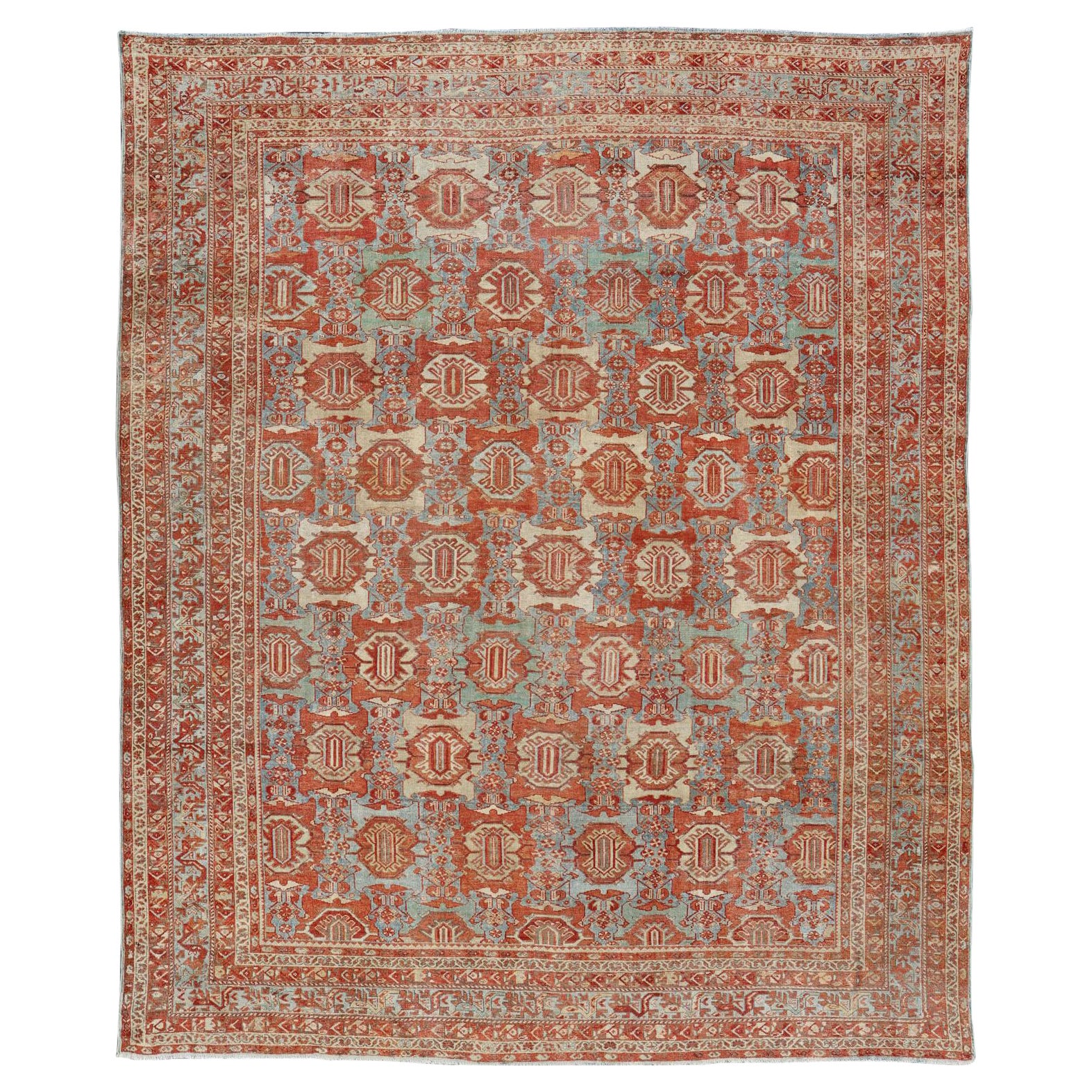 Large Scale Antique Persian Hamedan Rug with Colorful Blossom Design For Sale