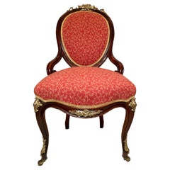 Antique French Louis Philippe Gold Bronze and Rosewood Parlor Chair, circa 1880