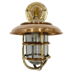 Solid Brass Nautical Sconce w/ Copper Shield