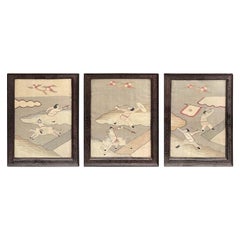 Antique 19th Century Set of 3 Framed Chinese Kesi Textiles ( 1' x 1'3" - 30 x 38 )