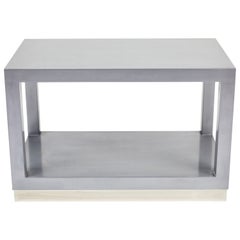 Vintage Chromed Steel and Enameled Wood Side Table in the Style of Karl Springer