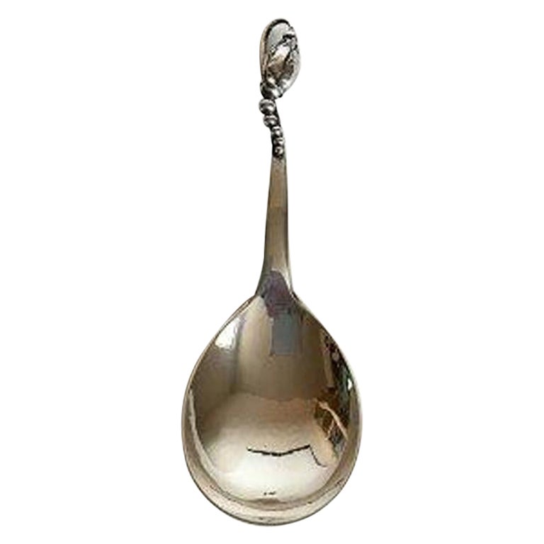 Georg Jensen Sterling Silver Blossom No 84 Serving Spoon No 113  For Sale