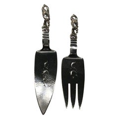 Georg Jensen Blossom Sterling Silver Fish Serving Set