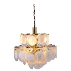 Vintage White and Gold Murano Chandelier by AV Mazzega