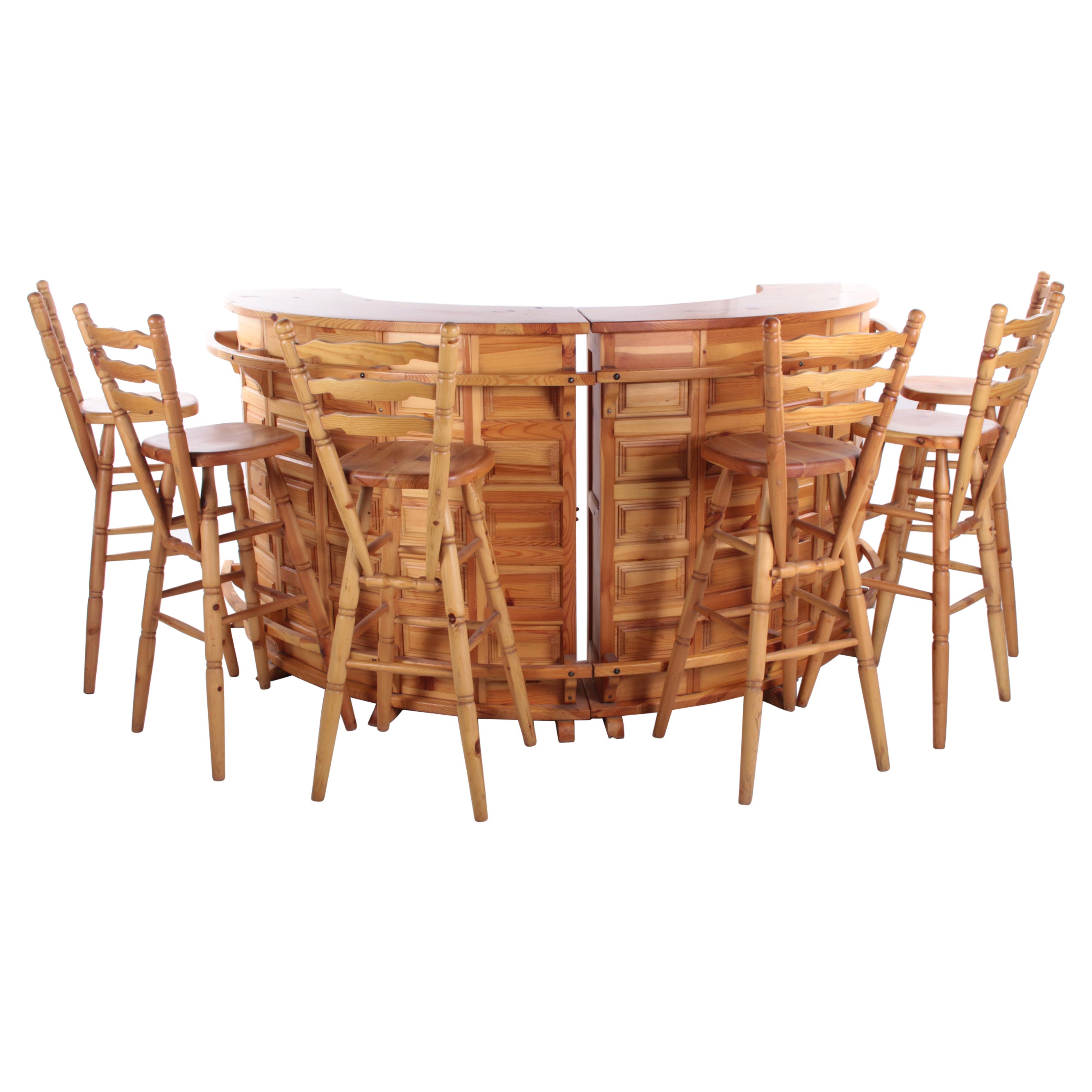 Beautiful Vintage Oval Lucite Bar with Two Bar Stools at 1stDibs