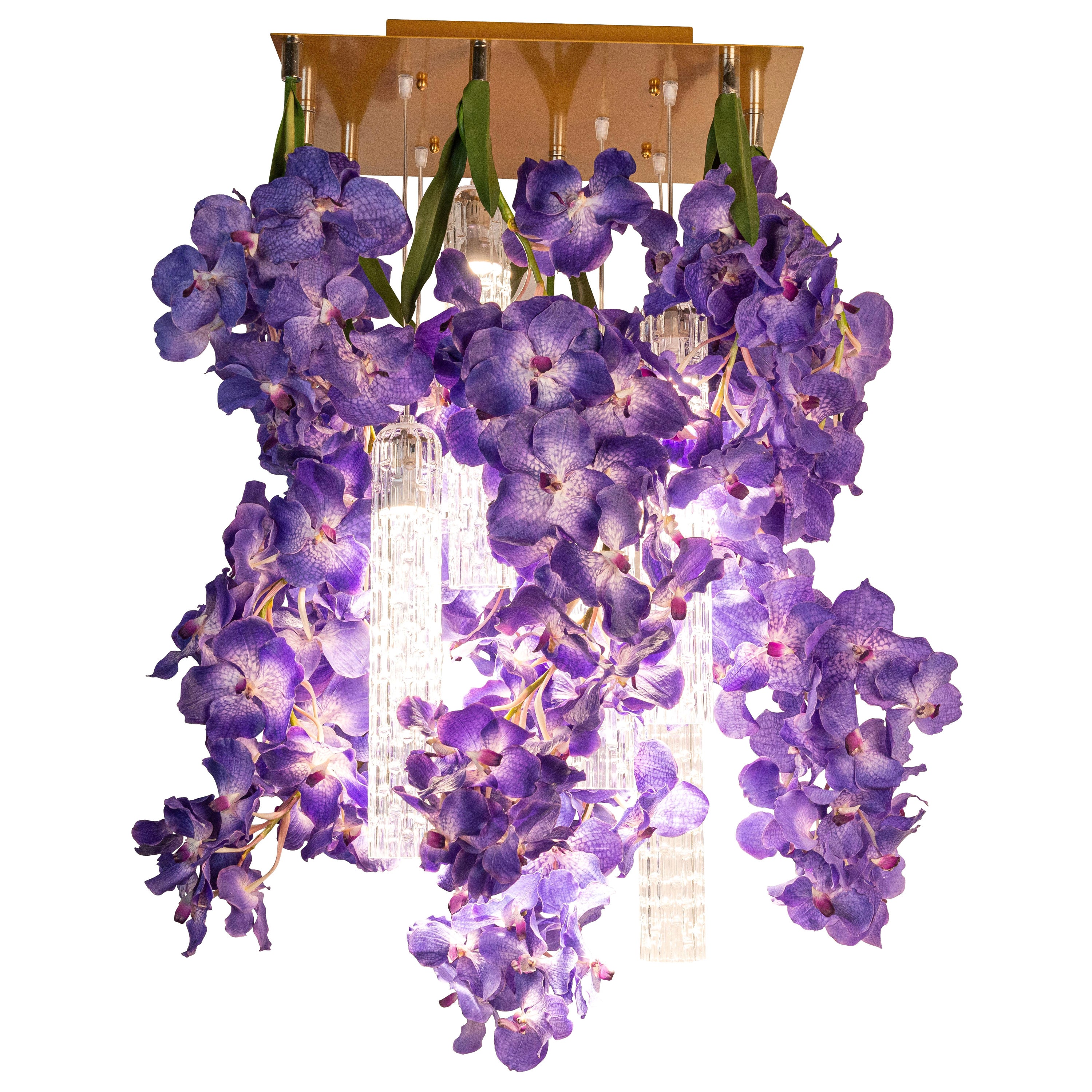 Flower Power Vanda Square Chandelier, Venice, Italy For Sale