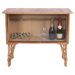 Exotic Bamboo Bar Cabinet with Glass Doors