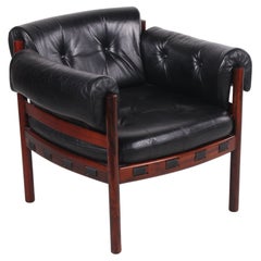 Sven Ellekaer pour Coja fauteuil en cuir noir 1970