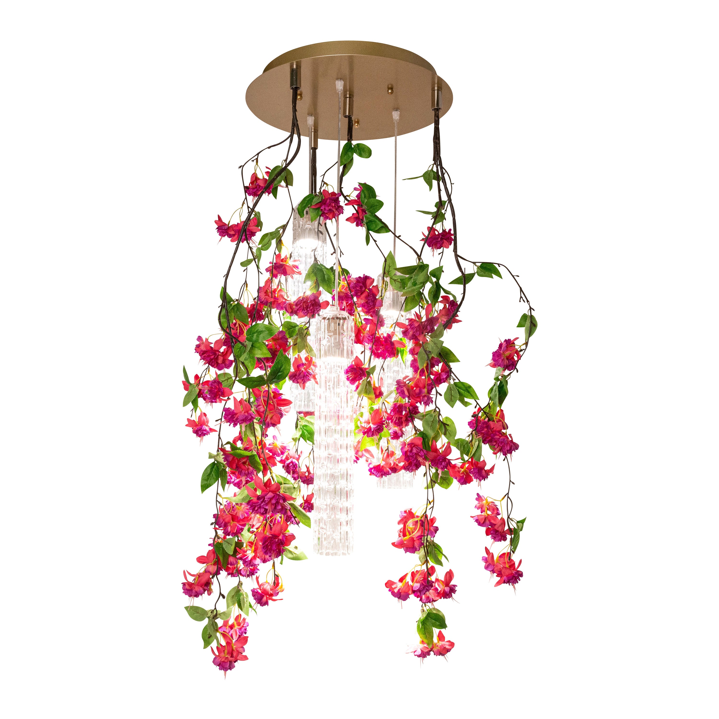 Flower Power Fuchsia Cascade Small Round Chandelier, Fuchsia Color Venice, Italy