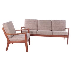 Set Teak 3-Seater Senator Bench & Chair by Ole Wanscher for PJ Furniture A/S