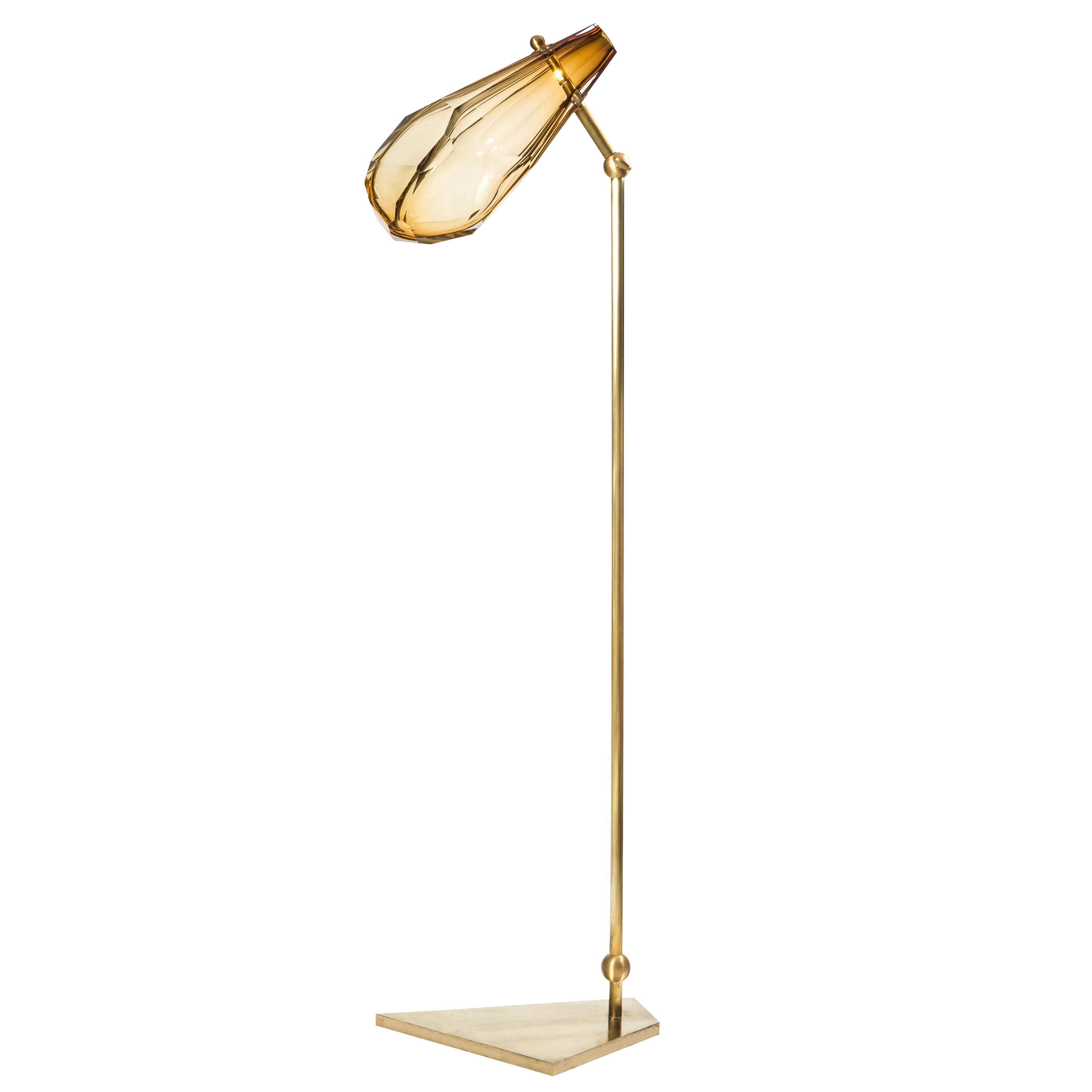 Adamas Diamond Floor Lamp by Emili Lemardeley, 21st Century, Brass & Blown Glass For Sale