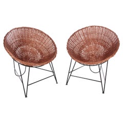 Vintage Set of 2 Wicker chairs  of Mathieu Matégot, France, 1950