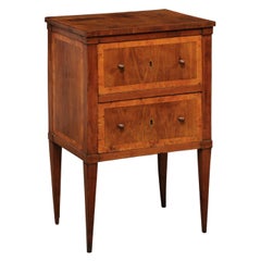 Antique Italian Two-Drawer Raised Side Chest w/Inlay Banding, Turn of the 18th/19th C.