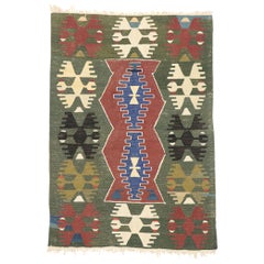 Vintage Persian Shiraz Kilim Rug, Earthy Southwest Meets Modern Tribal Style