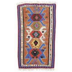 Retro Persian Shiraz Kilim Rug with Tribal Style