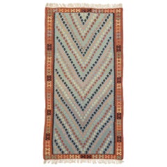 Retro Persian Shiraz Kilim Rug, Luxury Lodge Meets Southwest Boho Style