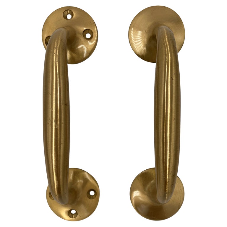 Pair of Industrial Rose Brass Door Pulls or Handles 20th C. Interior or  Exterior For Sale at 1stDibs