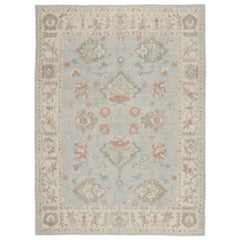 New Contemporary Turkish Oushak Rug with Transitional Parisian Style