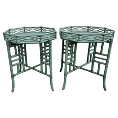 Pair of Mc Guire Chinoiserie Style Bamboo Tray Tables
